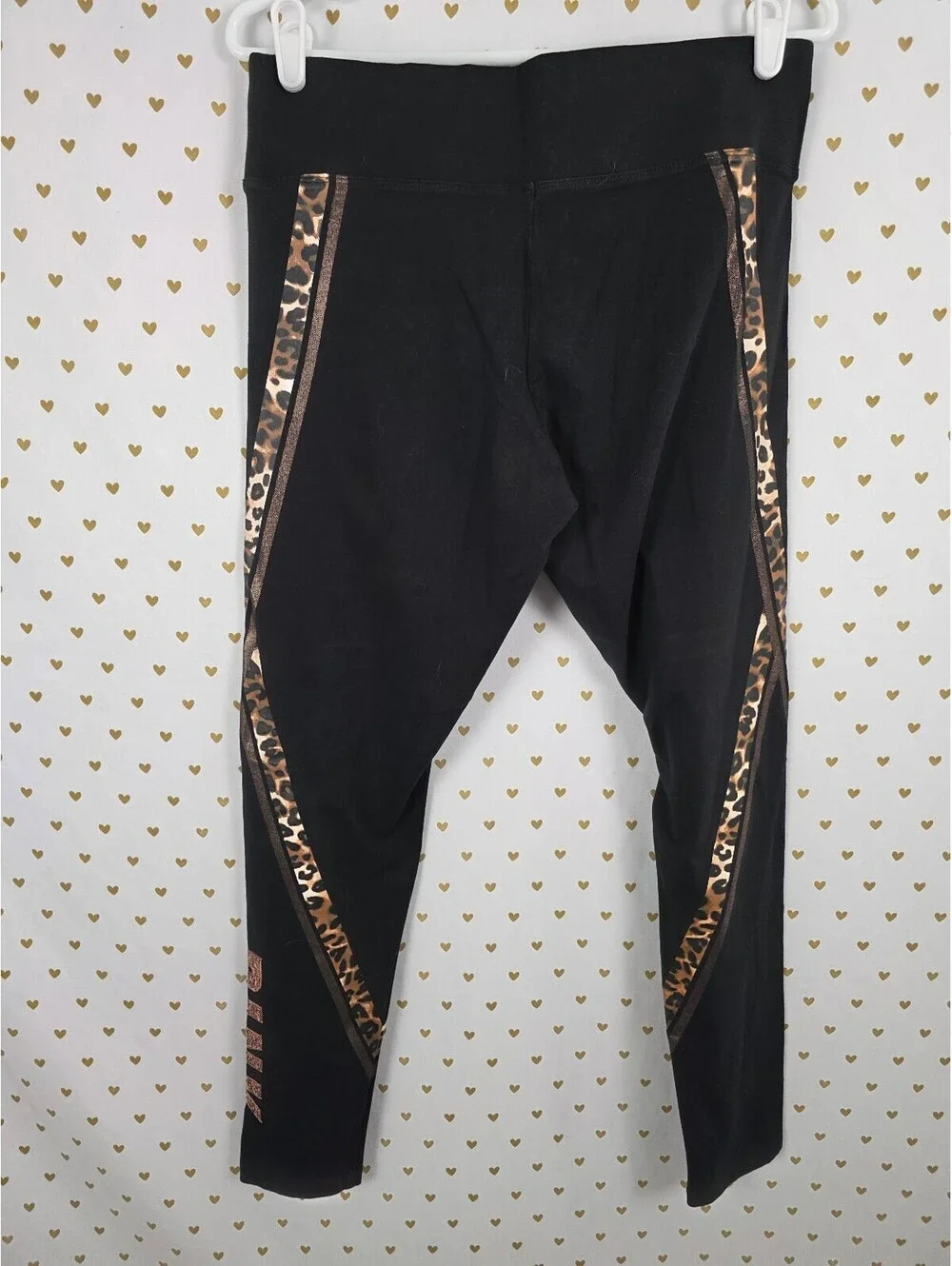 Victorias Secret PINK Leopard Cheetah Bling Gold Yoga Pants Large